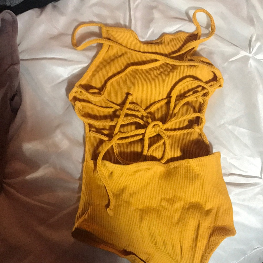 Yellow cross cross bodysuit